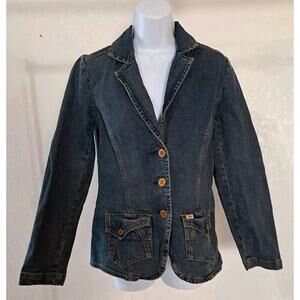VTG Y2K Womens Levi Strauss Blue Jean Denim Jacket S Equestrian Western Trucker